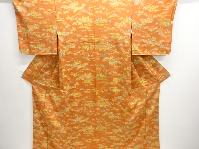 田舎風景模様小紋着物